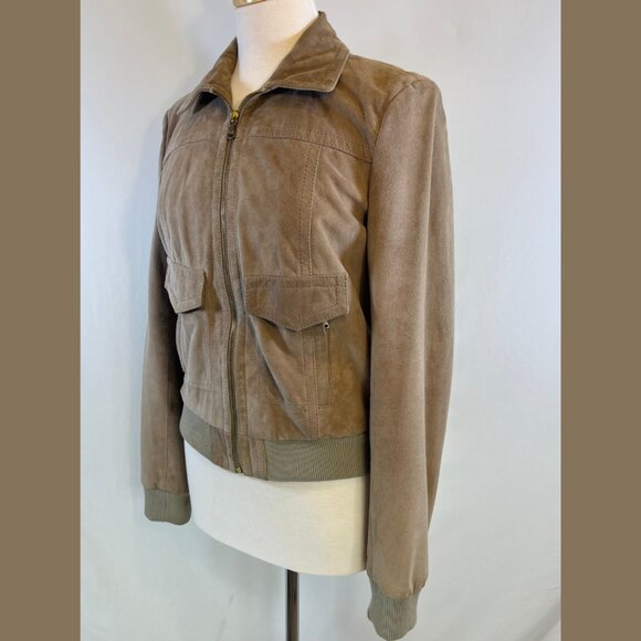 D&G Women's Tan Suede Bomber Style Jacket - Women Italian Size 44 - Picture 2 of 16